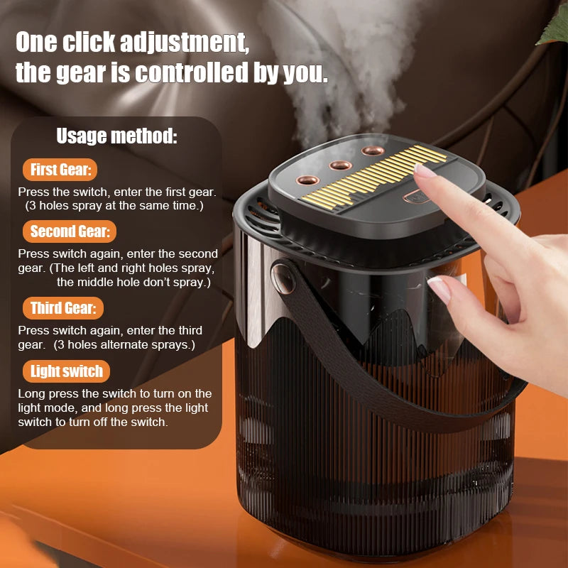 3000ML Humidifier Aroma Diffuser Home Atomizer Large Capacity 3 Spray Port USB Desktop Office Air humidificador with Night Light