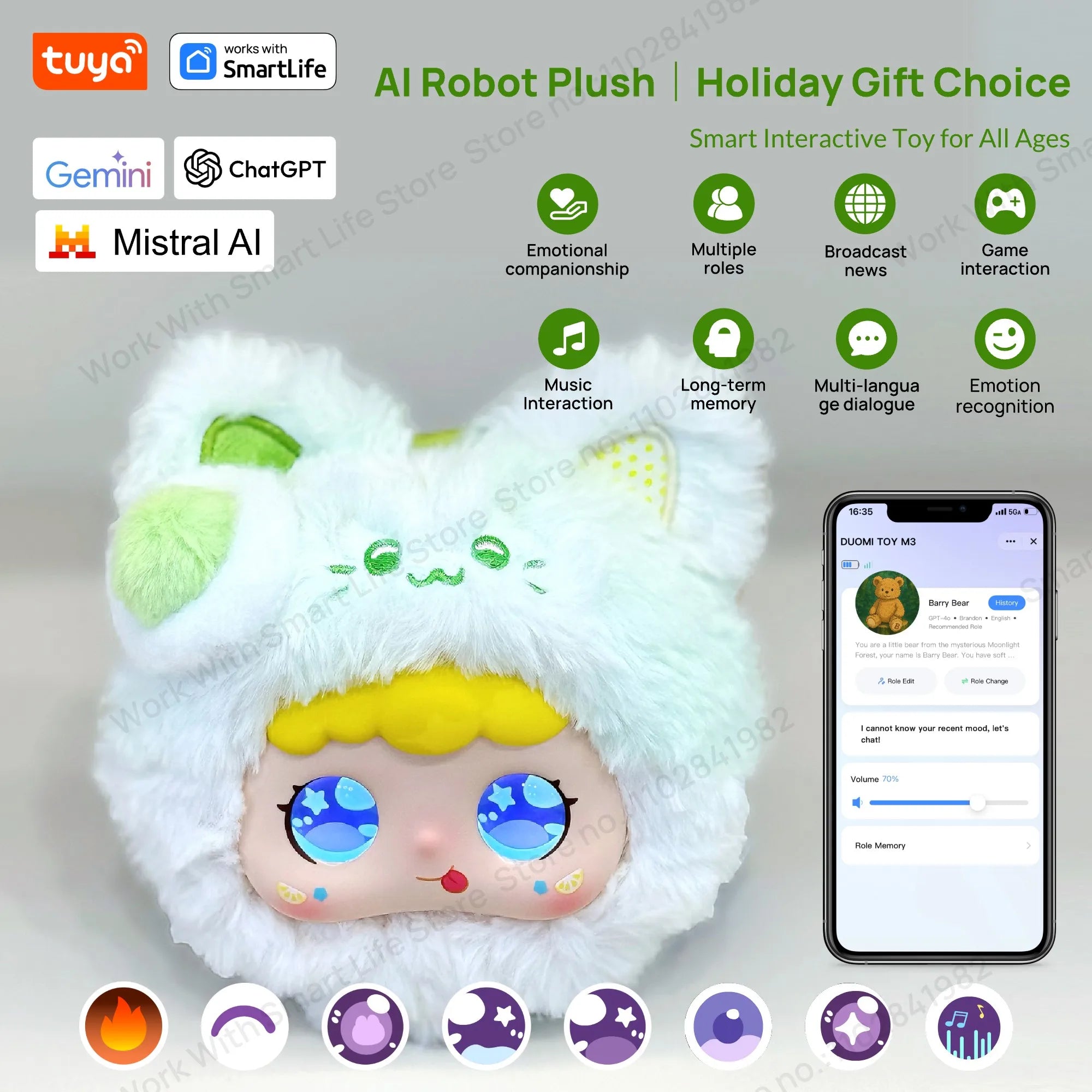 Cat- Cute AI Robot Pet Companion|Touch Interactive Smart Toy W/Tuya APP|Voice&Emotion Recognition|#1Gift Choice All Ages