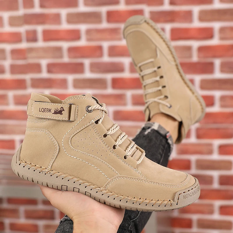 Retro Style Men's Soft Brown Upper Loafers, Women's Brown Leather Casual Shoes, with Ankle Strap and Lace Up Designer Shoes 2025