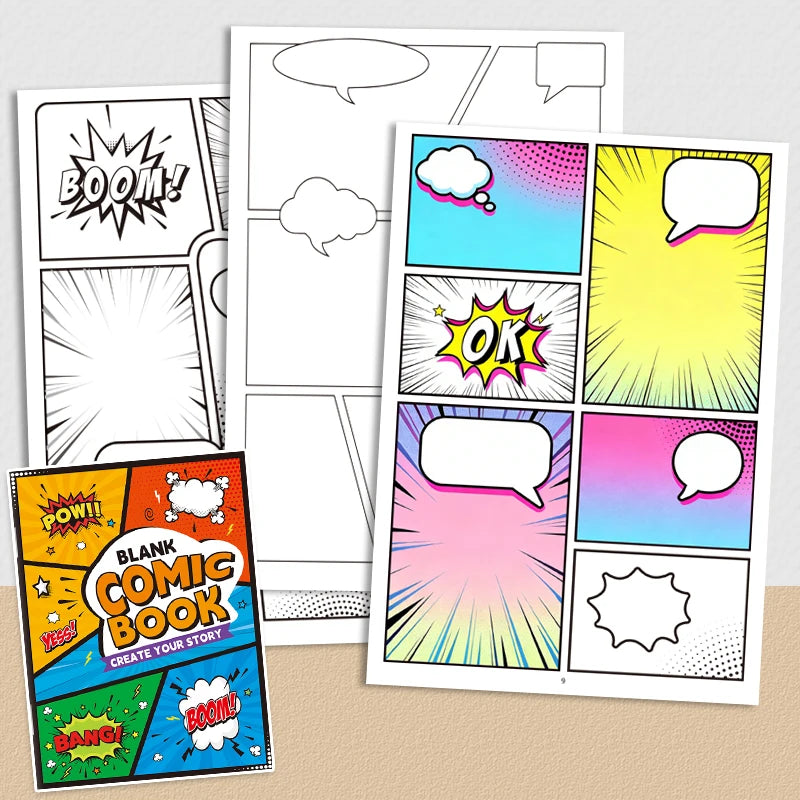 32 Pages Blank Comic Book for Kids Create Your Own Stories Cartoon Drawing Sketchbook