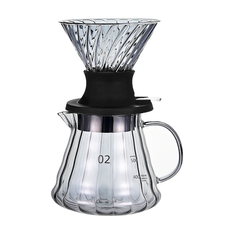 Glass Coffee Dripper Funnel Set with Carafe - Pour Over Coffee Maker & Tea Steeping Pot, Complete Home Brewing Accessories