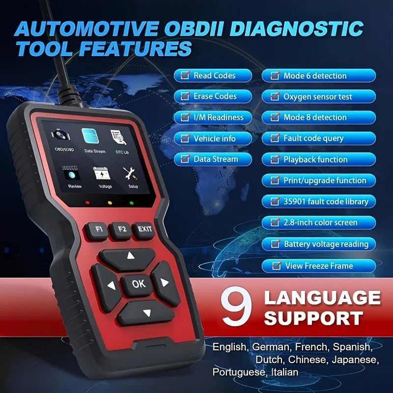 V519 Professional Obd2 Scanner - USB Powered Car Diagnostic Tool with Real-Time Data Stream, Full-Featured Obd Ii Testing (I/M Ready, Bod2/Eobd), Clears Check Engine Light, Reads/Erasing Codes from Most Vehicles, Car Maintena