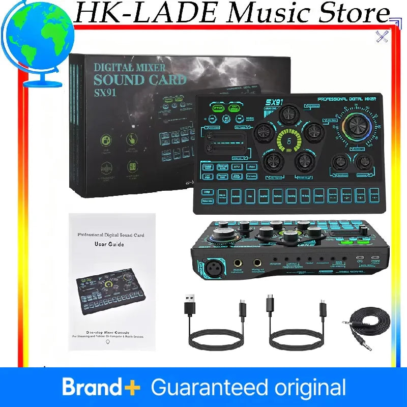 Sound Card Podcast Microphone Sound Card Microphone Sound Mixer live Sound Card Audio Mixing Console Amplifier for Livestreaming