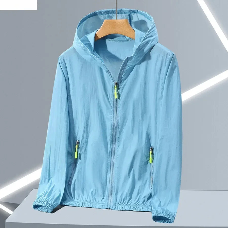 Summer Ice Silk Sun Protection Jacket for Men Couple Outdoor Sports UV Protection Skin Coats Breathable Hooded Ultrathin Jackets