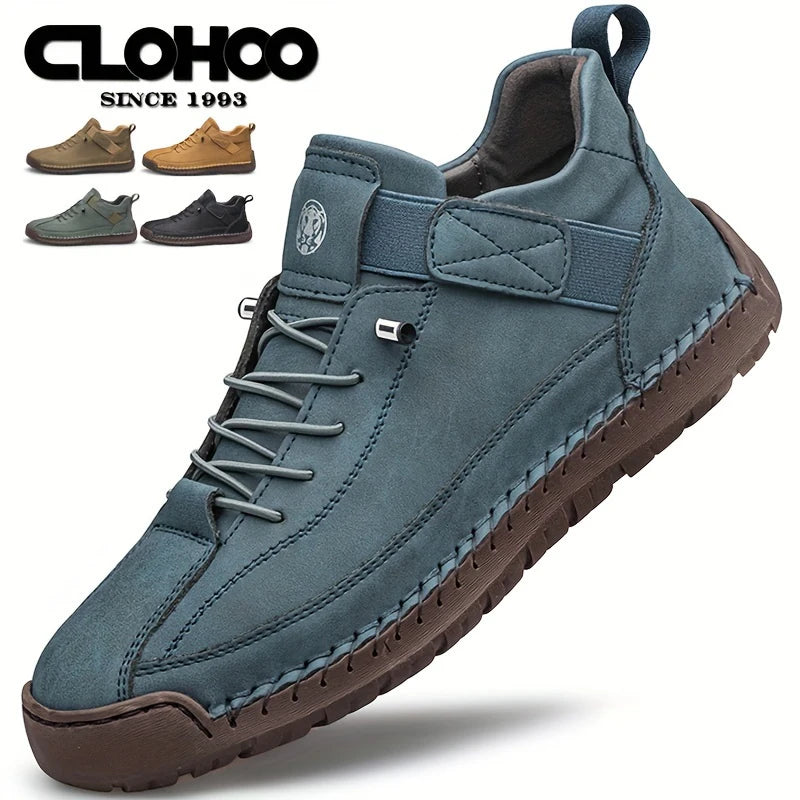 CLOHOO Men's Sport Casual High-Top Shoes Breathable Comfortable Short Boots Handmade Stitching Fashionable Youth High-Top Boots