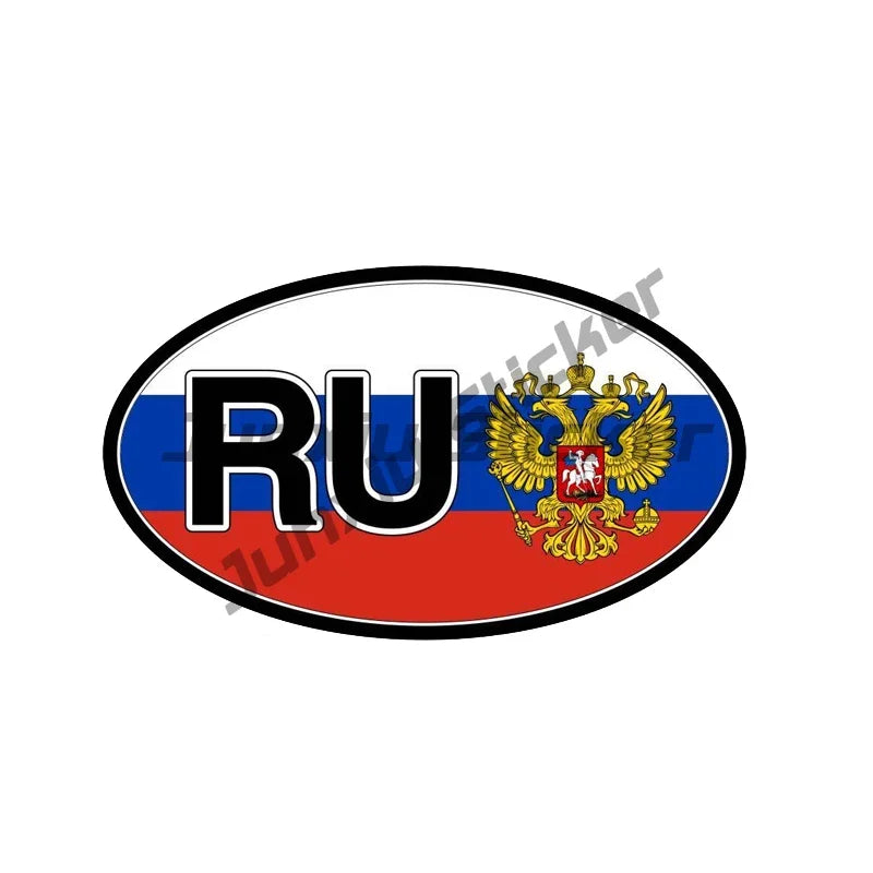 RU RUS Russian Bear Russia Country Code Oval Sticker Flag Bumper Water Proof Vinyl Car Stickers