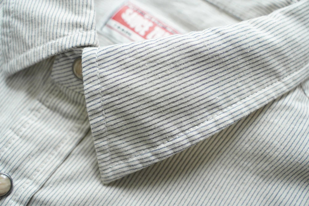 Sauce Zhan Men’s Retro Striped Short Sleeve Shirt Casual Summer Wear Regular Fit