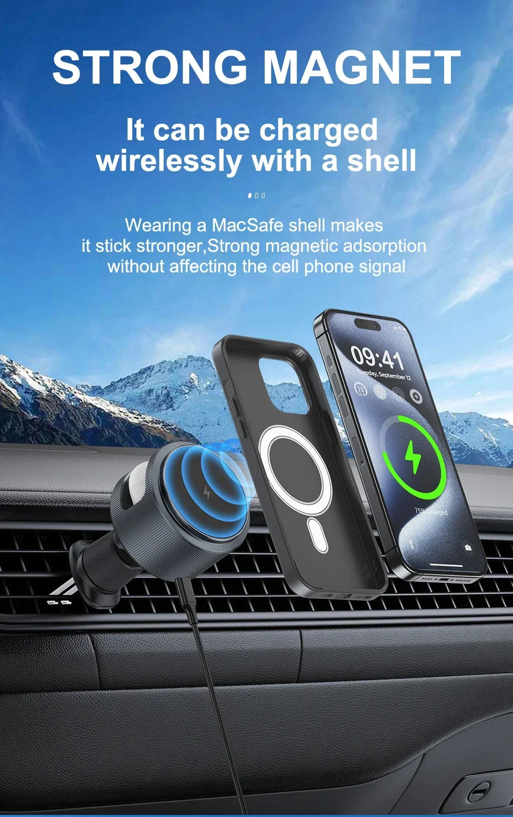 Magnetic 2 In 1 Car Wireless Charger Car Phone Holder Fast Charging Station Mount For  iPhone 16 15 14 13 12 Pro Max Airpods