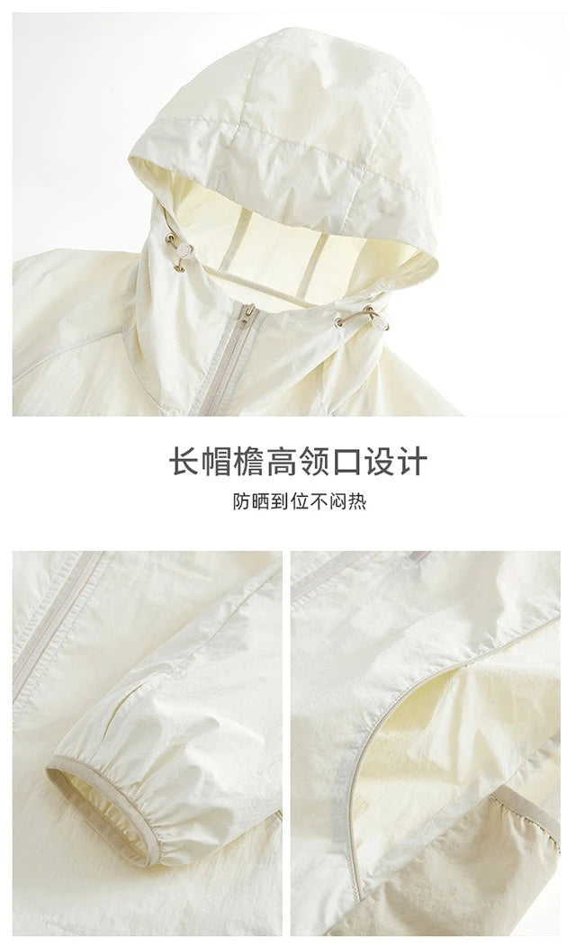 Summer UV Protection Hooded Jacket Unisex UPF50+ Ultra Thin Ice Silk Fishing Skin Coat with Quick-Dry Technology Outdoor Sports