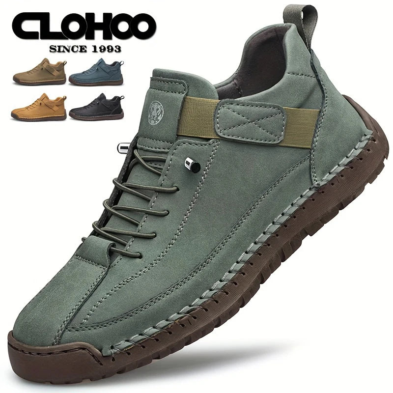 CLOHOO Men's Sport Casual High-Top Shoes Breathable Comfortable Short Boots Handmade Stitching Fashionable Youth High-Top Boots