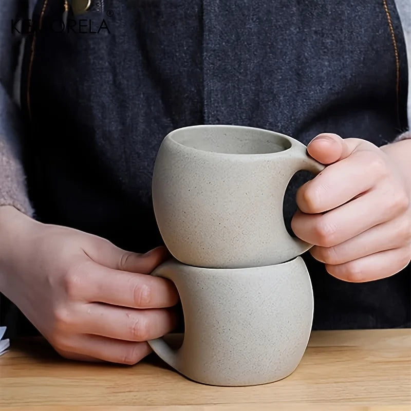 1/2PCS Ceramic Coffee Cups with Artistic Speckled Design - Reusable & Recyclable Cups for Latte Cappuccino Tea and Espresso