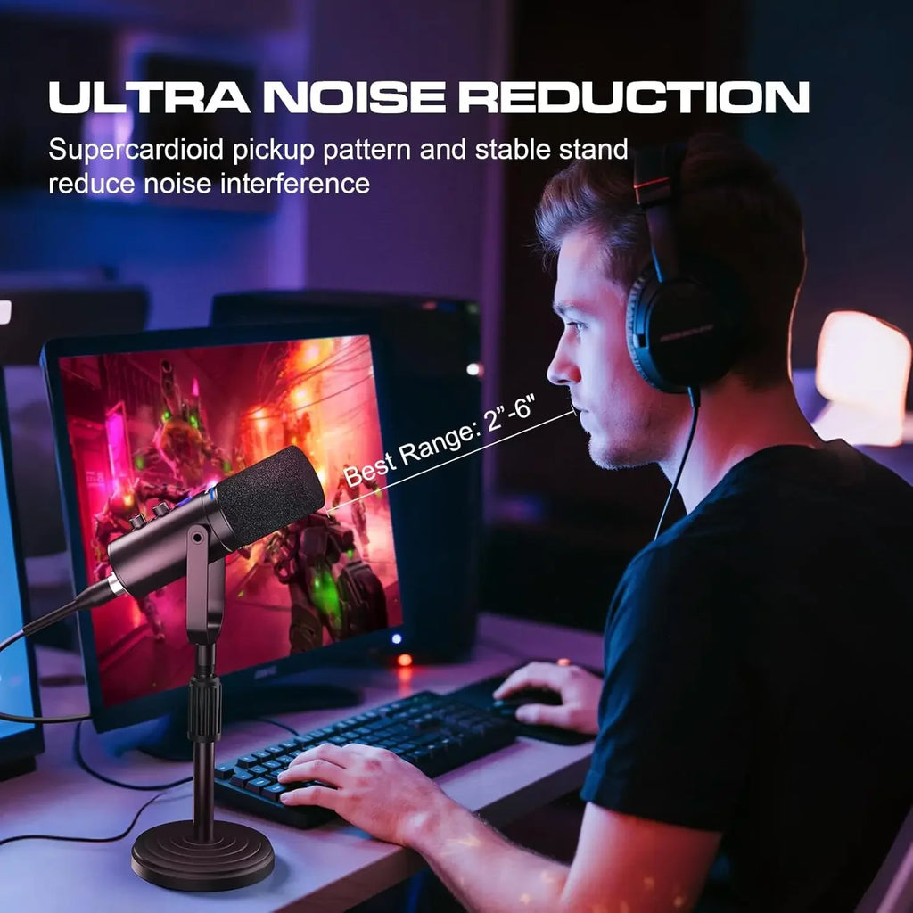 Podcast Dynamic Microphone, XLR/USB Recording PC Microphones for Broadcast, Podcast, Recording, Gaming & Streaming, Studio Mic