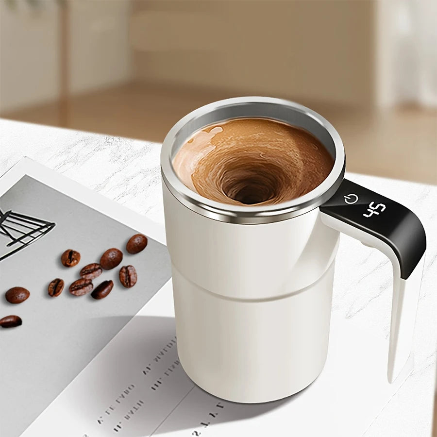 Digital temperature automatic stirring cup, automatic magnetic self stirring coffee cup with temperature display function,