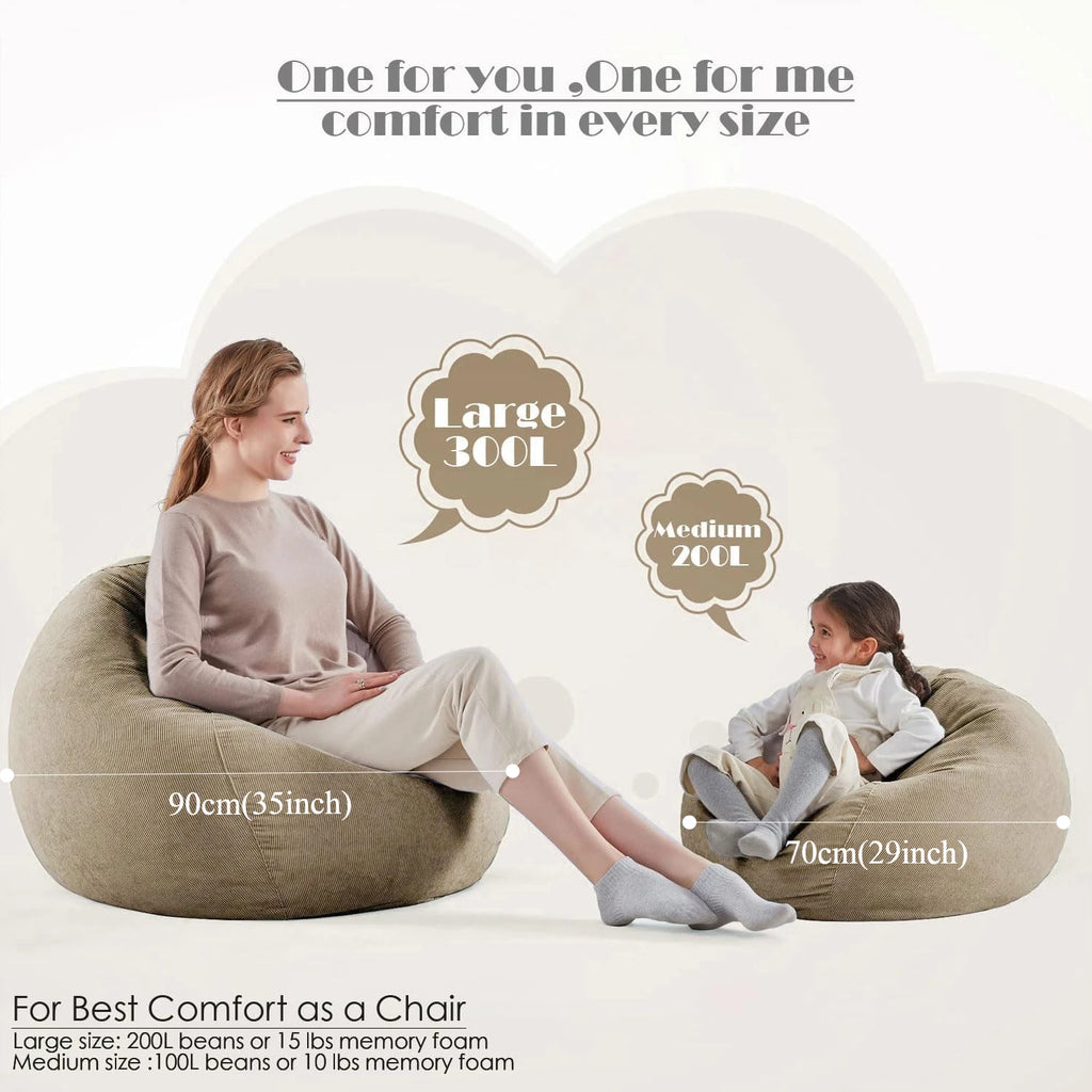 OTAUTAU Corduroy Bean Bag Cover Doll Storage Pouf Corner Beanbag DD005【No Filler Inside! Need To Fill It By Yourself !】