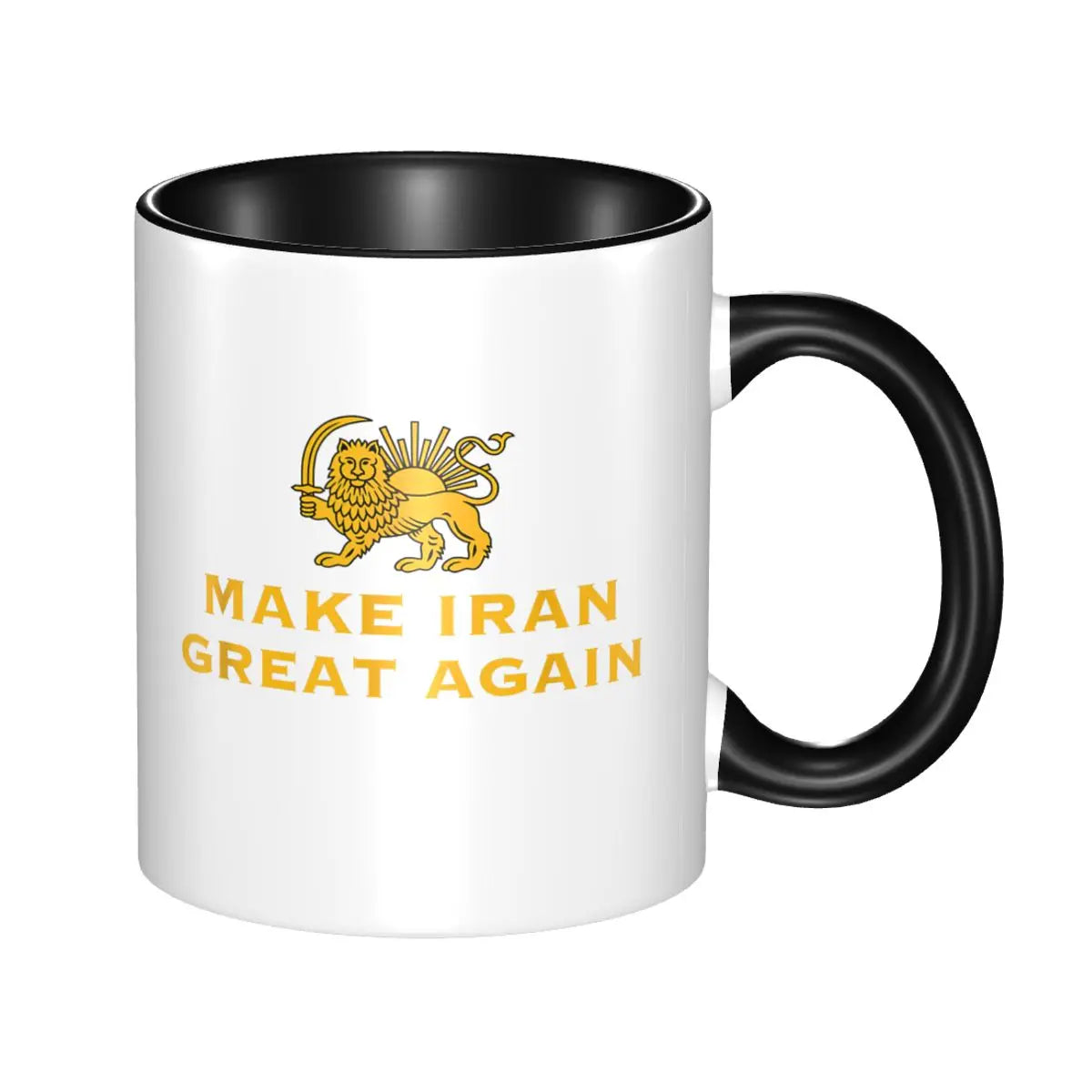 Iran Persia Map & Flag -Shir O Khorshid Lion And Sun Mug Kawaii Porcelain Mug Gift Graphic Creative Cups