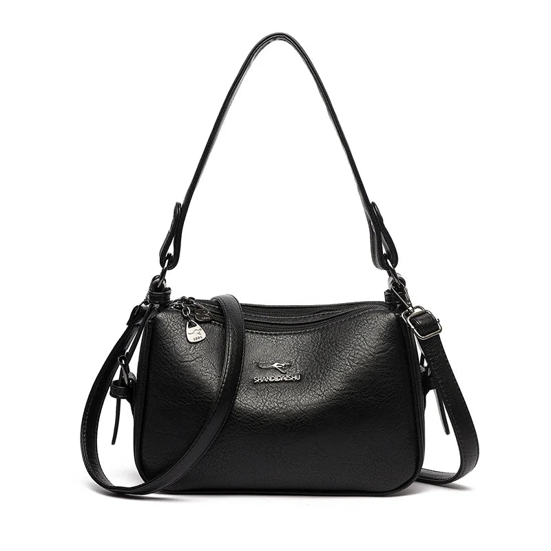 Stylish Durable Luxury 2 Layer Soft Pu Leather Tote Bags Women HandBags Shoulder Bag Crossbody Messanger Bag Female Sac A Main