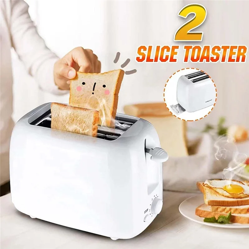 Retro Toaster 2 Slice With 6 Functions, Stainless Steel Toaster Removable Crumb Tray, Under Base Cord Storage US Plug-AT64