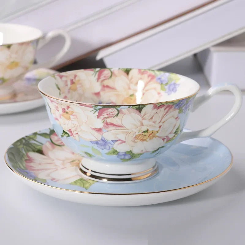 English British Afternoon Tea Cup  Premium Coffee Cups and Plates Home Office Cafe Ceramic Coffee Mug Bone Porcelain Cup
