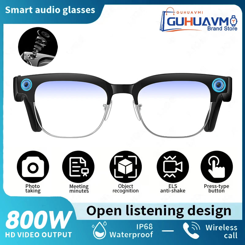 2026 New Smart AI Glasses 800W Shooting Camera HD Photo Video Voice Call Translation Waterproof Bluetooth AI Motorcycle Glasses