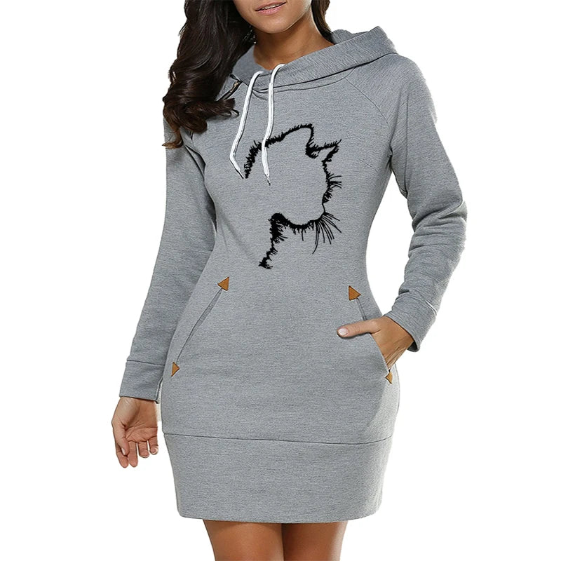 Midi Dresses 2024 Daily Spring Hot Sales Casual Diagonal Zipper At Neckline Simplicity Autumn Hooded Sports Dress New Fashion