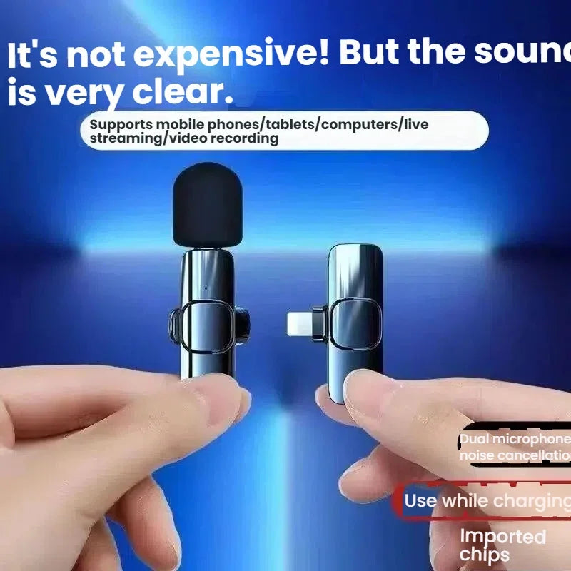 New Wireless Lavalier Microphone K9 Portable Audio Video Recording Mini Mic for iPhone Android Live Broadcast Gaming Phone Mic