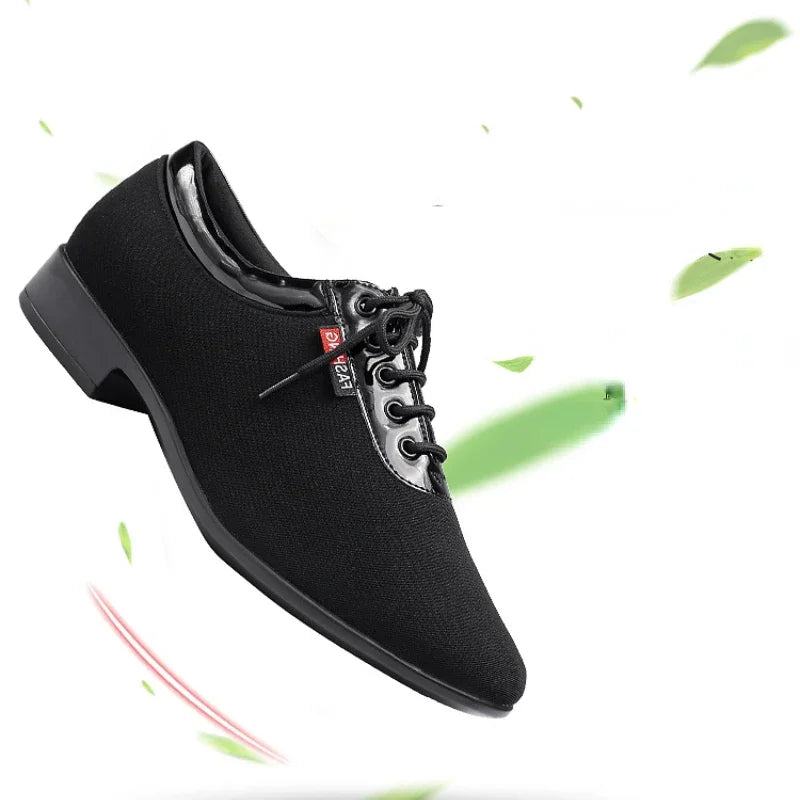 XIHAHA Men Oxford Cloth Standard Dance Ballroom Cloth Straight Outsole Practice Competition Modern Dancing Sport Shoes Sneakers