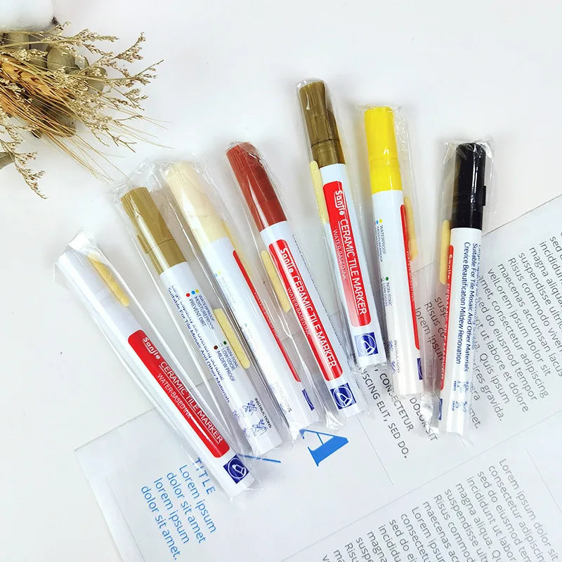1/3 Pcs Waterproof White Marker Pen Wall Seam Repair Tiles Grout Markers Pens Floor Bathroom Decontamination Paint Brush Tools - Free Item.