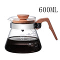 400/600ML Glass Pouring Cup Coffee Server with Wooden Handle High Borosilicate Glass Hand Brewed Coffee Sharing Pot