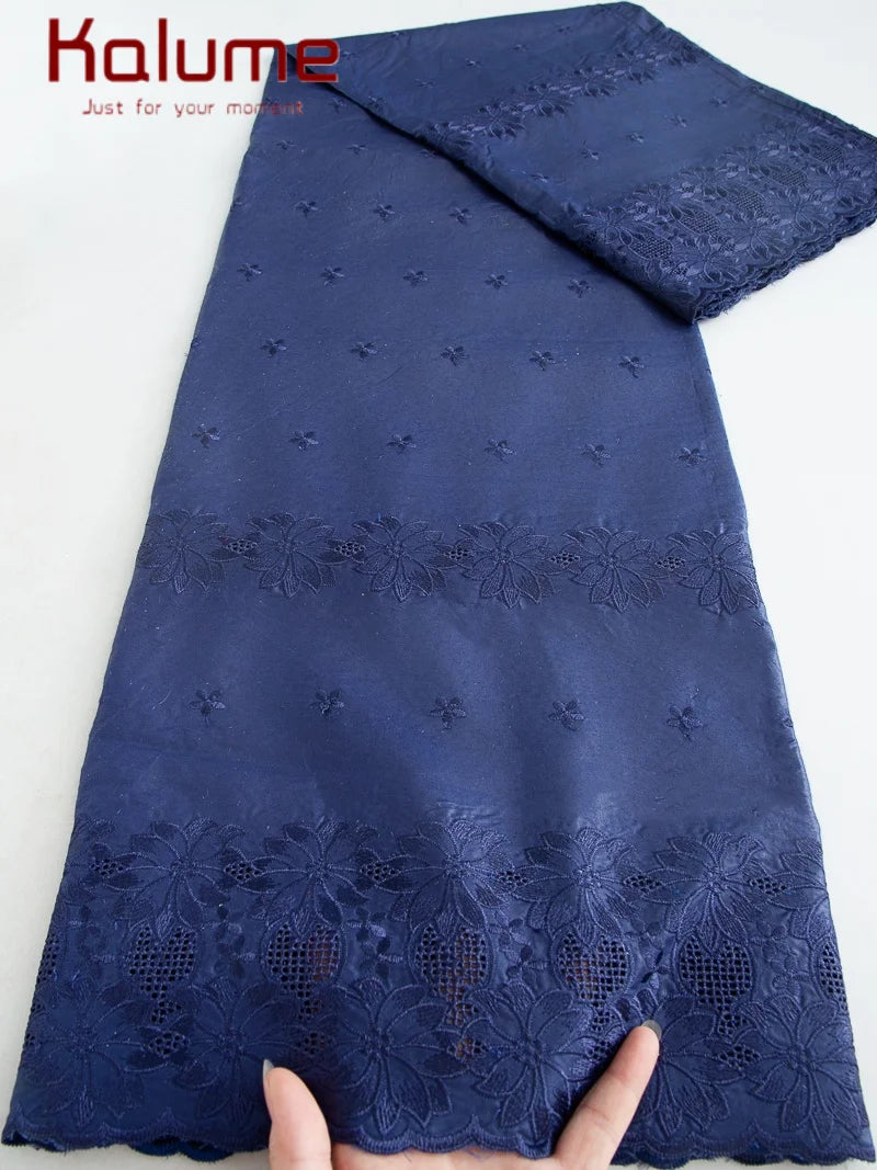 Kalume African Soft Cotton Fabric Dubai Lace Fabrics High Quality Material African Fabric for Sewing Man Suit Cloth 5Yards F4517