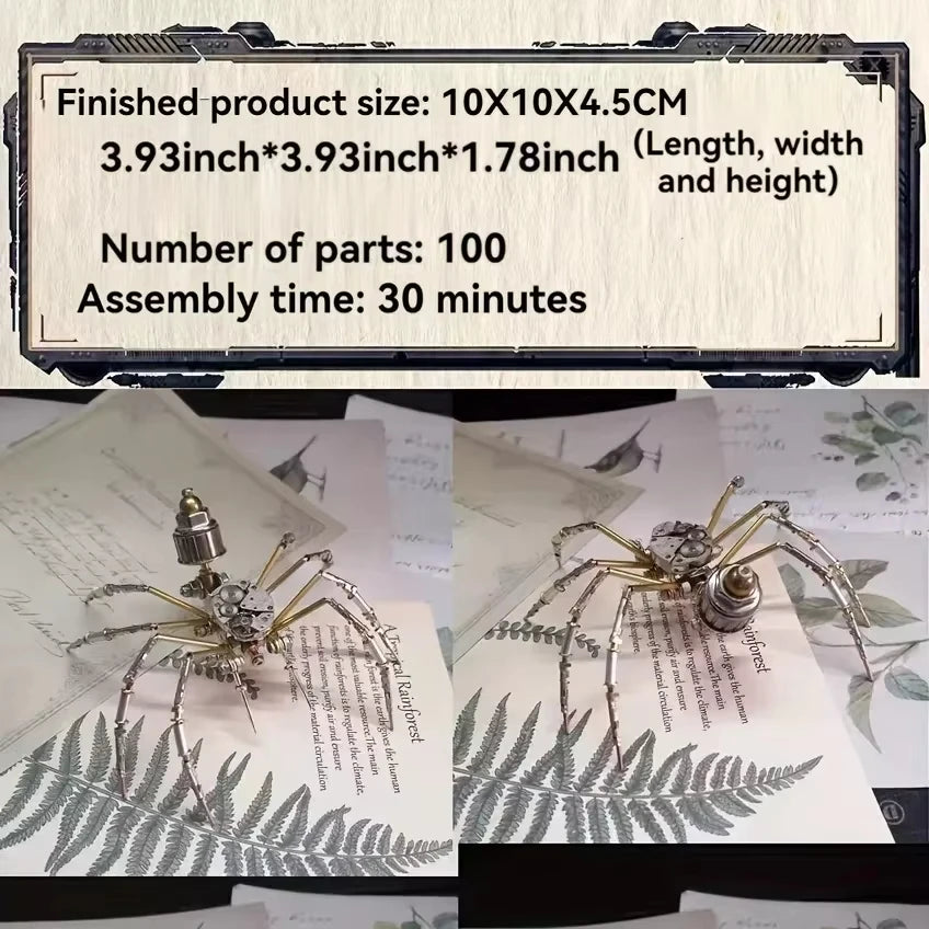 Steampunk Bee 3D Metal Dragonfly spider Puzzle for Adults & Teens DIY Craft Set Gold Mechanical Insect Model Unique Gift Idea