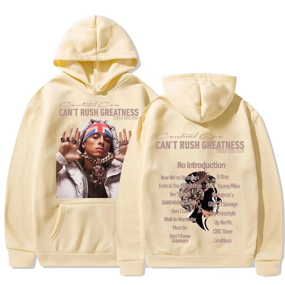 Central Cee “Can’t Rush Greatness” World Tour 2025 Concert Hoodies Mens Fashion Hip Hop Pop Music Oversized Pullover Sweatshirts