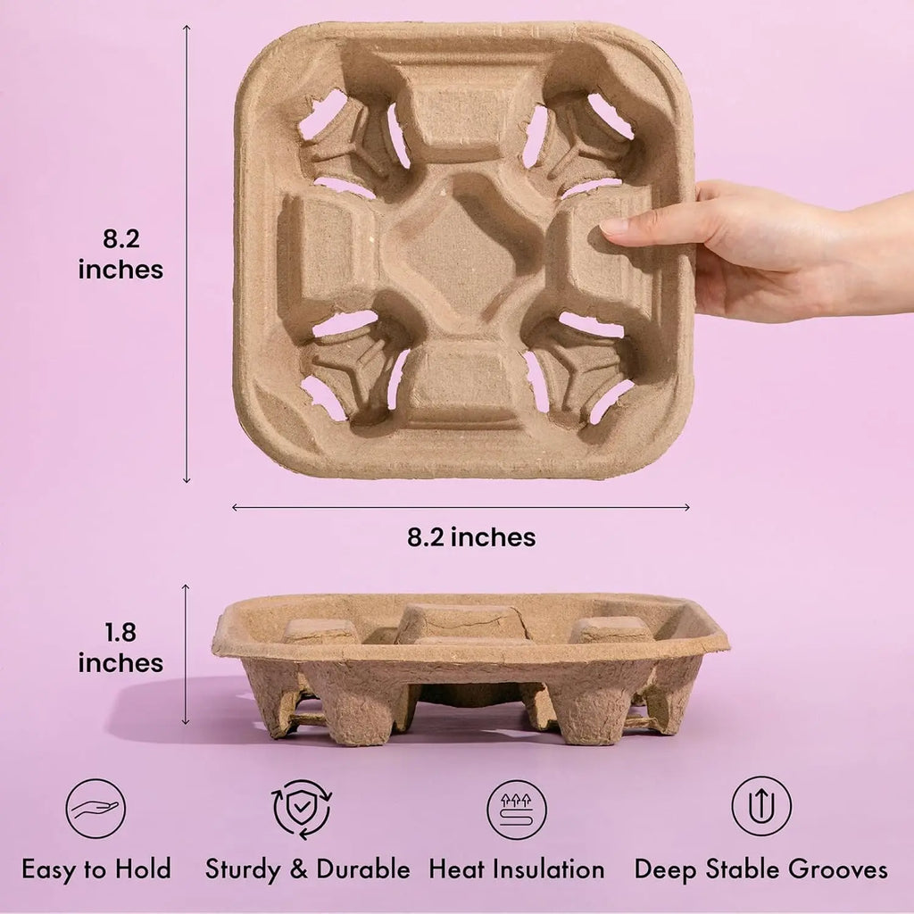 80 or 40PCS for one Pack  Coffee Cup Holder Made of Pulp Paper for Takeaway Drinks Package for Coffee Shop Wholesale Drops Ship