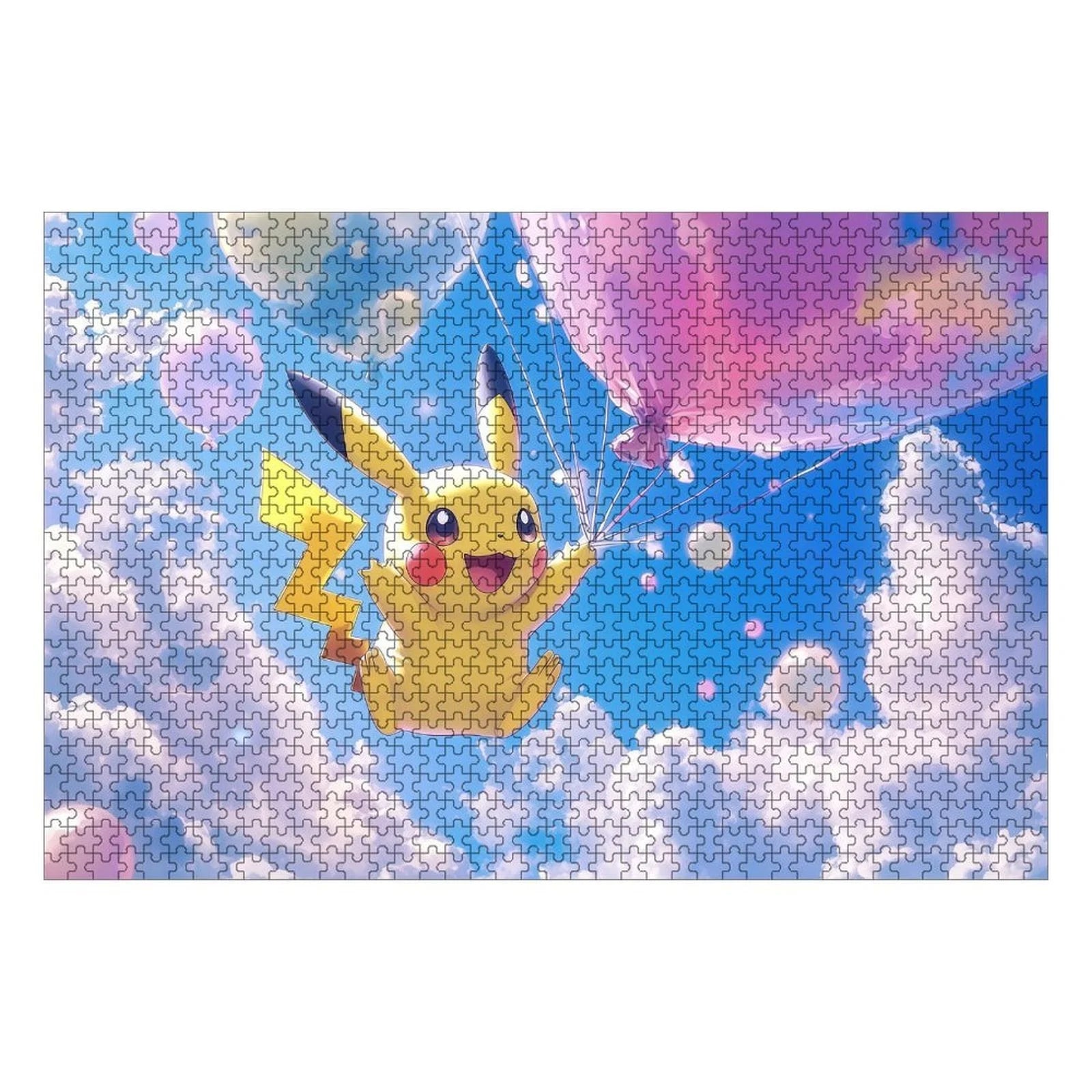 Pokemon Jigsaw Puzzles 1000 Pieces Paper Picture Landscape Oil Painting Art Puzzles Decompression Toys for Adults Family Games
