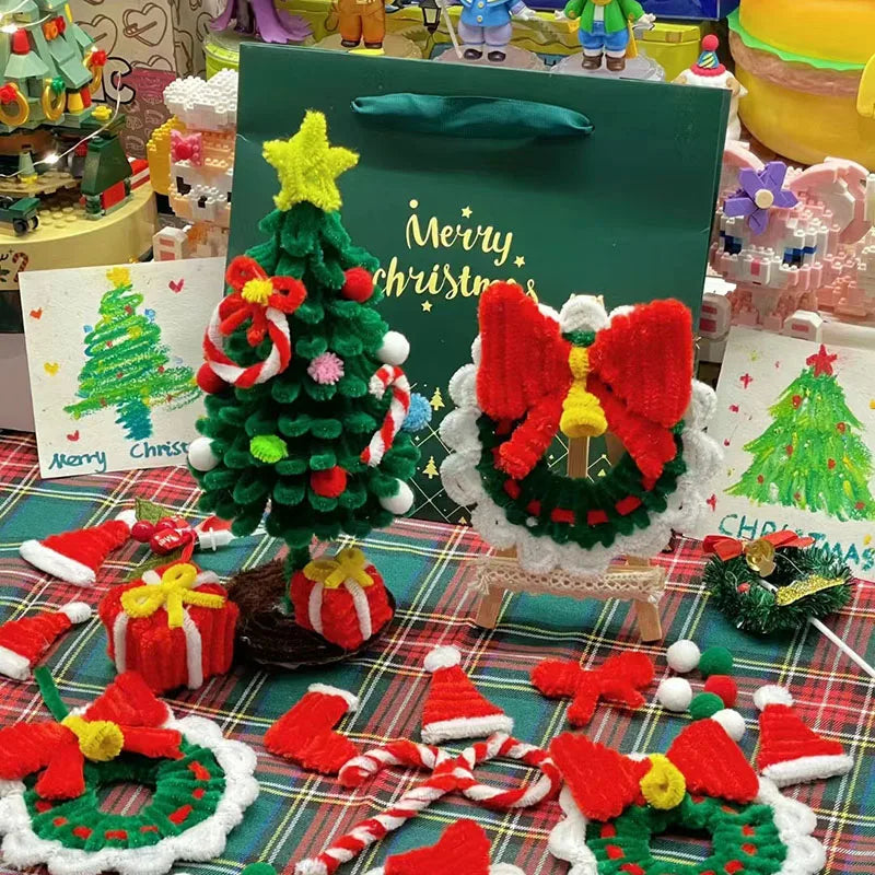 100/200/300/500/1000pcs DIY Plush Chenille Sticks Stem Pipe Cleaner HandCraft part for Spring Xmas Halloween Newyear Easter