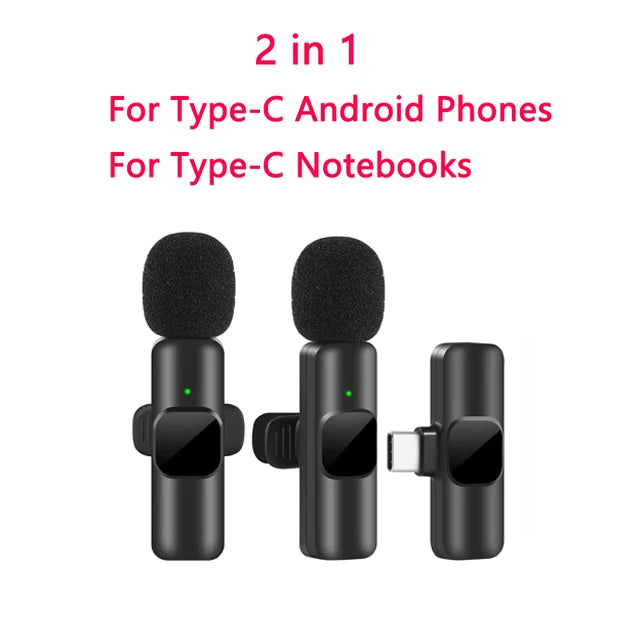 k60 New Wireless Lavalier Microphone Portable Audio Video Recording Mini Mic for Android Live Broadcast Gaming Phone Mic