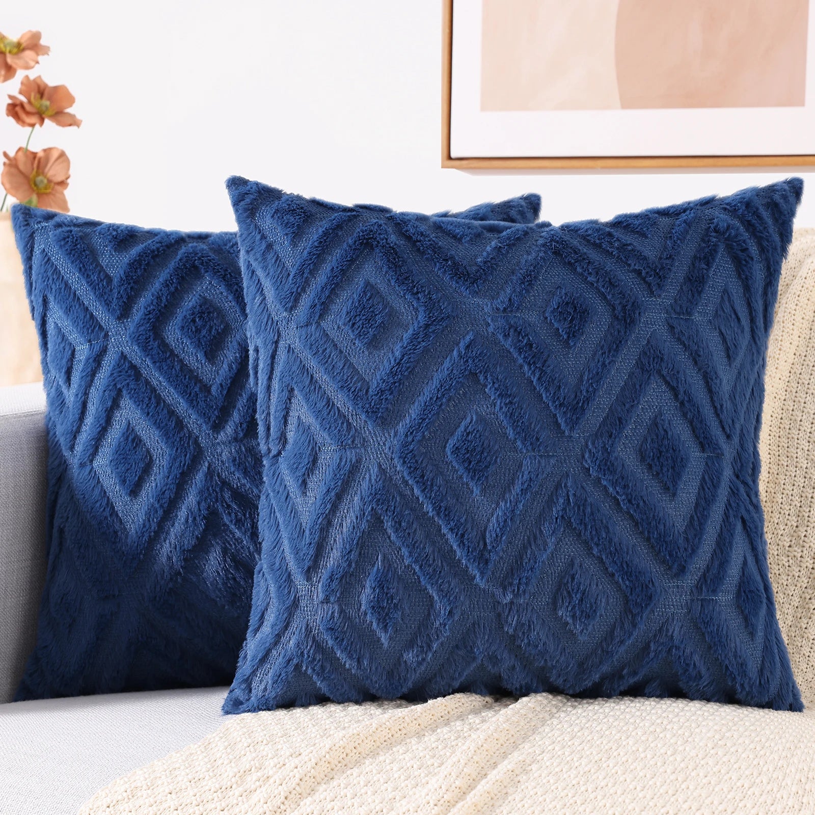 HAPIHAPPY New Winter Throw Pillow Covers Set of 1 Sofa Living Room Faux Wool Pillow Covers Soft Plush Home Throw Pillow Covers