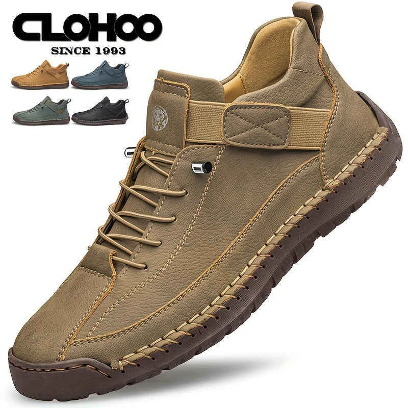 CLOHOO Men's Sport Casual High-Top Shoes Breathable Comfortable Short Boots Handmade Stitching Fashionable Youth High-Top Boots