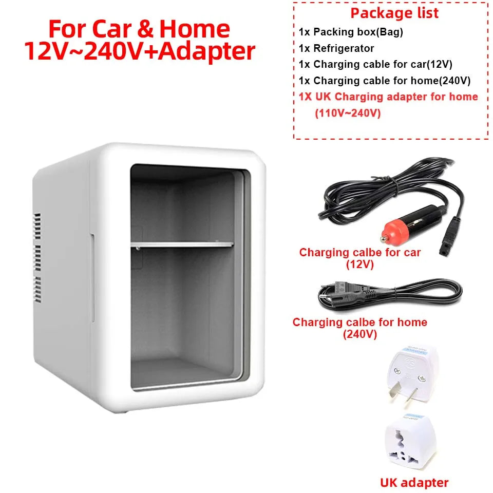 12V/220V 4L Small Refrigerator Mini Car Home Dual-use Refrigeration Cosmetics Refrigeration Heat Adjustable For Camping Travel