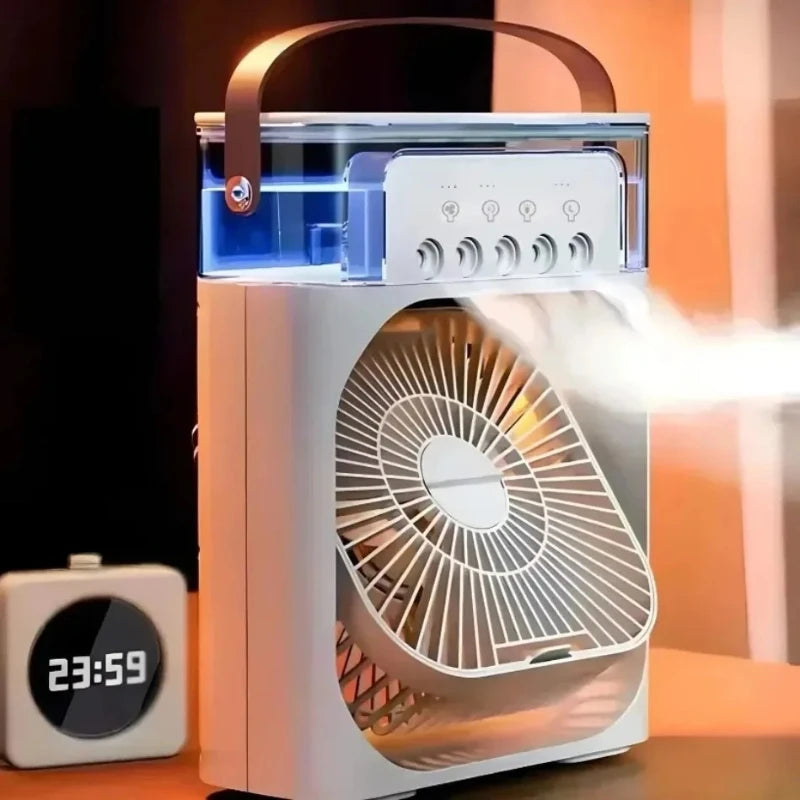3 In 1 Portable Air Cooler LED Night Lights Home Office Fans Air Adjustment Humidifier Fan AIr Conditioner Household Small