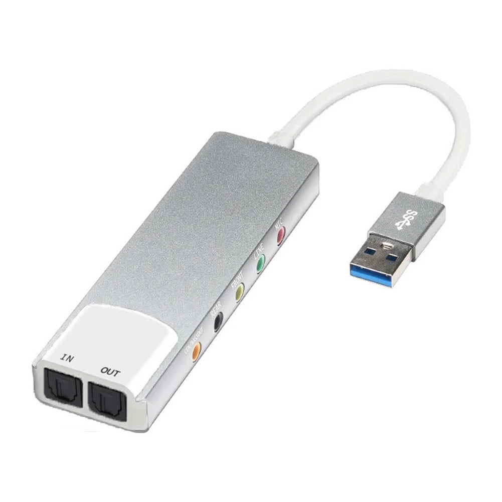 USB Sound Card Aluminium Alloy External Audio Card AC-3 DTS Headphone Adapter Soundcard 7.1 5.1 Channel Optical for PC Computer