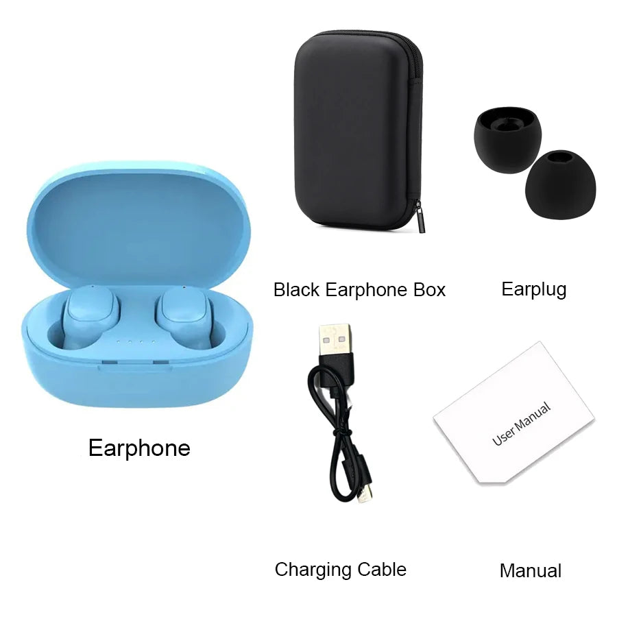 TWS A6S Wireless Bluetooth Headset Earbuds Noice Cancelling Earphone Bluetooth Headphones with Mic for Huawei Xiaomi Redmi