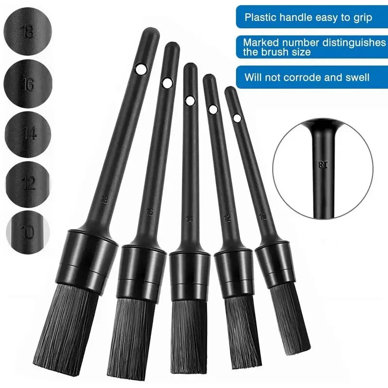 1/5x Car Detailing Cleaning Brushes Soft Detail Brush Wheel Cleaner Auto Dust Removal Brush Car Interior Exterior Accessories