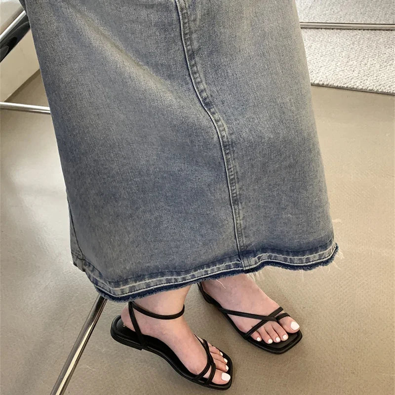 Summer Gladiator Women Sandals Fashion Elegant Narrow Band Clip Toe Shoes Ladies Comfort Flats Beach Sandalias