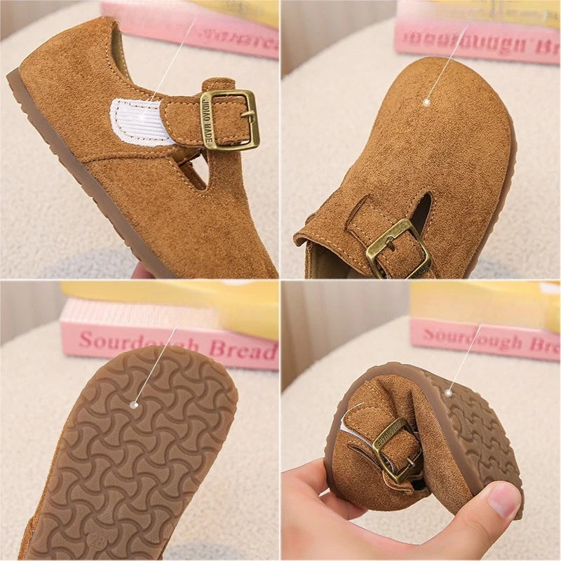 Kids Casual Shoes for Girls 2025 New Autumn Toddler Walking Shoes Soft Sole Solid Color Retro Simple School Outdoor Play age3-8
