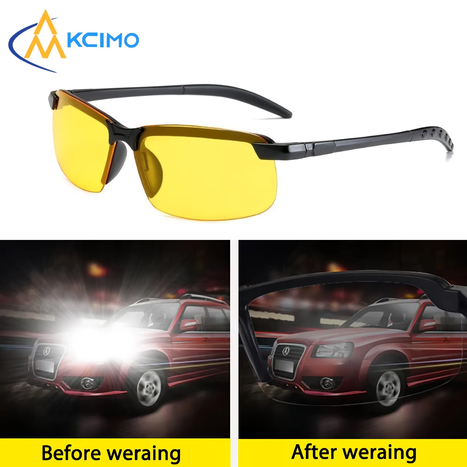Night Vision Glasses Men Anti-Glare Driving Goggle Half Frame Polarized Sunglasses for Driver UV400 Day and Night Car Goggles
