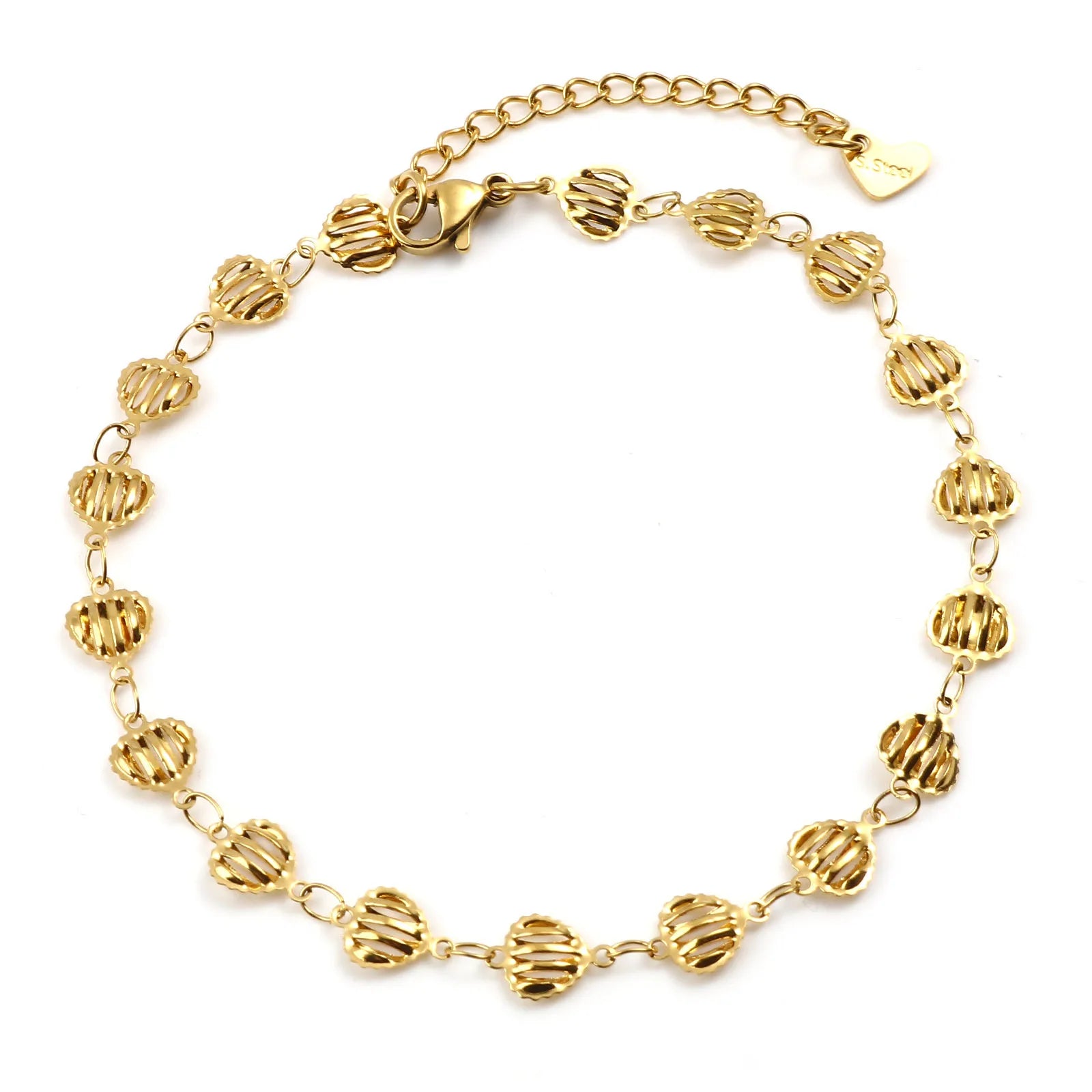 DoreenBeads Stainless Steel Anklet Gold Color For Women Beach Foot Leg Chain Ankle Bracelets Jewelry Gift 22.5cm-23.5cm, 1 Piece