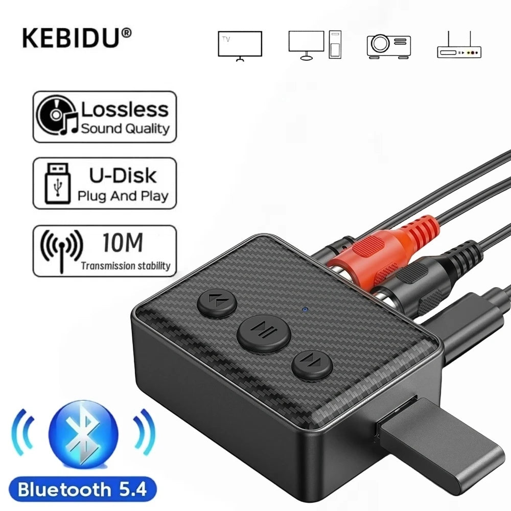 Bluetooth 5.4 Audio Receiver 3.5mm AUX RCA USB U-Disk Stereo Music Wireless Audio Adapter For PC TV Car Kit Speaker Amplifier - Free Item