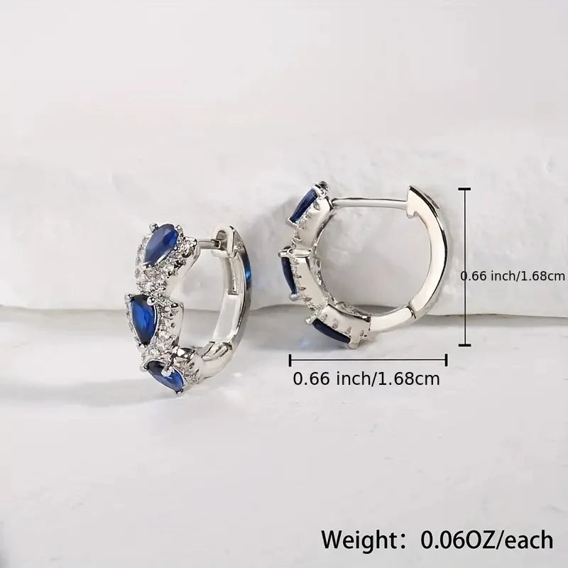 Dazzling Shiny Synthetic Gemstone Hoop Earrings - Fashion-Forward Elegant Style for Banquets & Parties - A Perfect
