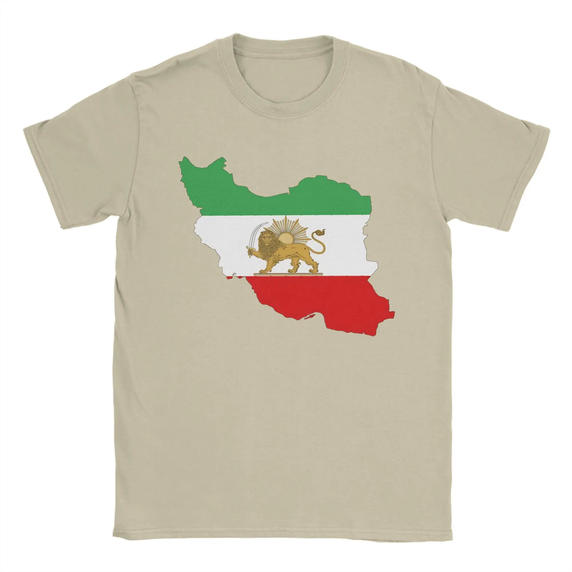 Iran Persian Flag Map Men T Shirt  Creative Tees Short Sleeve Crew Neck T-Shirts 100% Cotton Plus Size Clothes