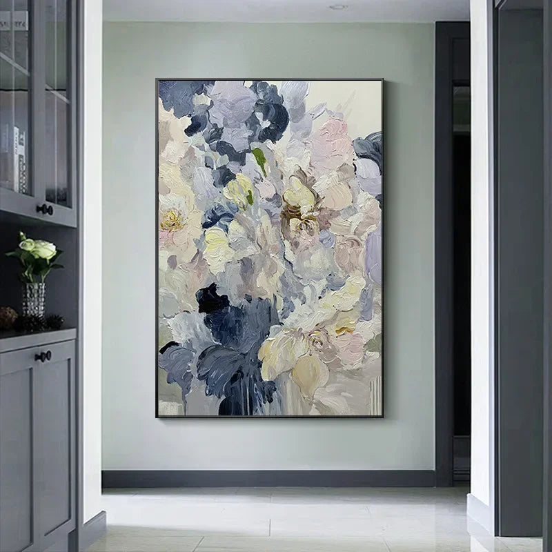 Pure hand-painted oil French art light luxury texture flower hanging painting fantasy vertical romantic decorative painting mod